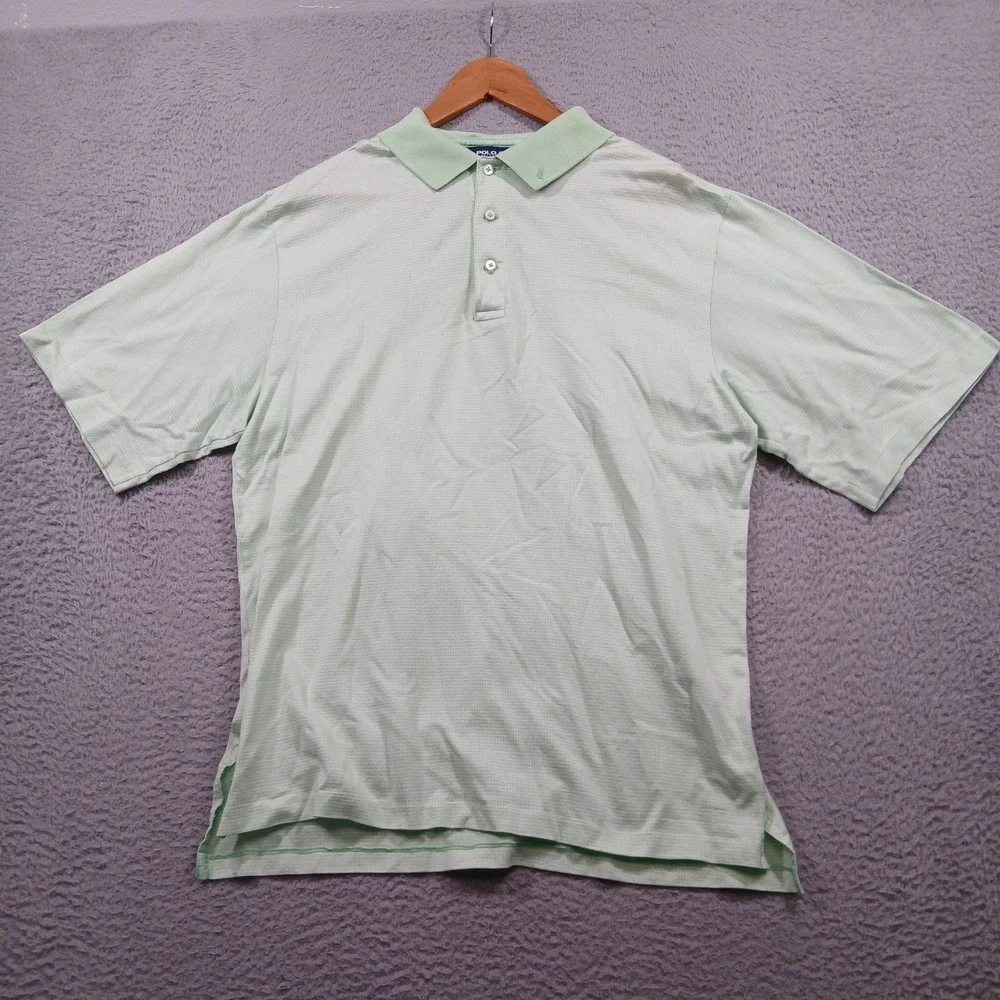Polo‎ Golf Ralph Lauren Pima Cotton Houndstooth Polo Shirt Mens L Mint Green EUC